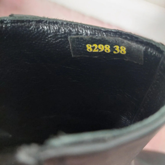 Napoleoni Italian Black Leather Chunky Heel Boots Size 38 - Picture 10 of 10